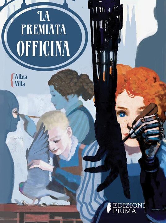 Copertina illustrata del libro "La premiata officina" di Altea Villa, con due figure femminili